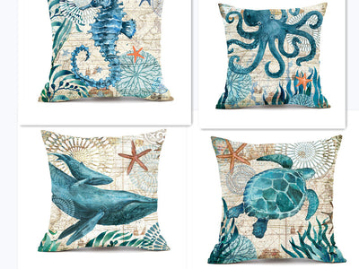 Cushion Covers Sea Turtle Printed Throw Pillow Cases For Home Decor Sofa Chair Seat - HJG