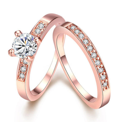 Rose gold ring with diamonds - HJG