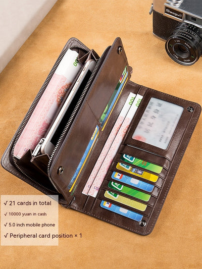 Men's Long Wallet Genuine Leather Wallet