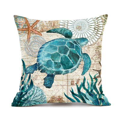 Cushion Covers Sea Turtle Printed Throw Pillow Cases For Home Decor Sofa Chair Seat - HJG