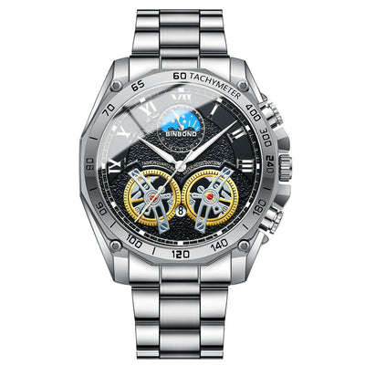 Double Men's Non-fully Automatic Machine Hollow Mechanical Watch Multi-function