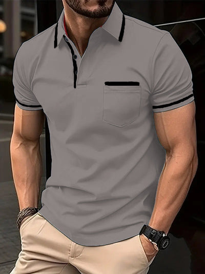 Summer Polo Shirt Button Pocket Men's Sports Polo Shirt