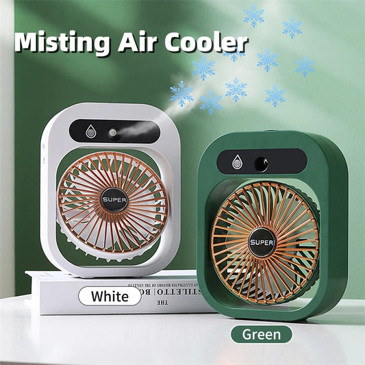Air Conditioning Fan Desk Misting Fan Air Cooler Cooling USB Rechargeable Humidifier Portable Spray Fan With 3 Wind Speeds For Home - HJG