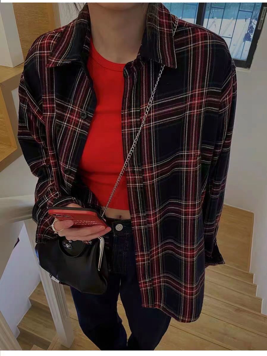 Fashion Loose Cool Plaid Shirt For Women