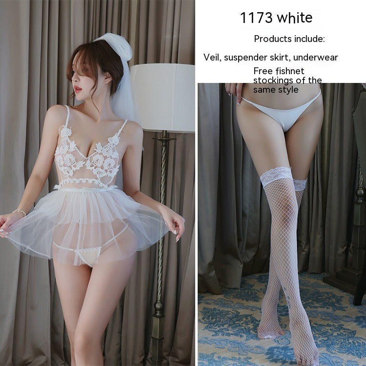 Sexy Lingerie Sexy Bridal Lace Mesh Tulle Suit