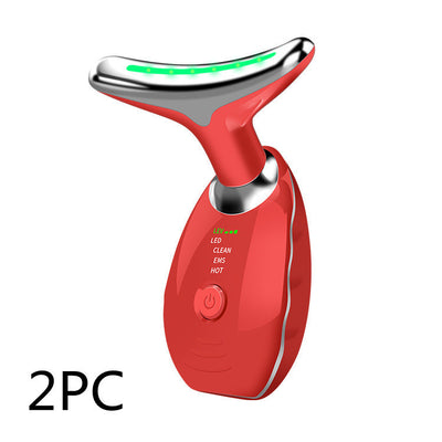 Neck Face Beauty Device Colorful LED Photon Therapy Skin Tighten Reduce Double Chin Anti Wrinkle Remove Lifting Massager - HJG