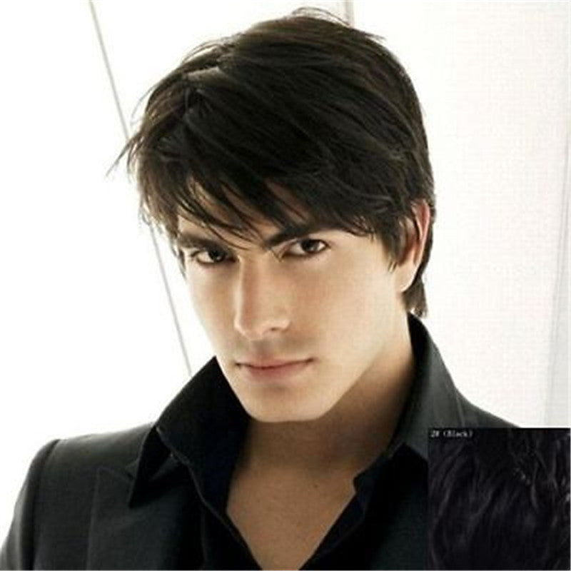 Men's Black Fashion Short Straight Wig