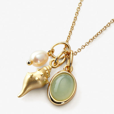 Retro French Style Aventurine Shell Conch Necklace