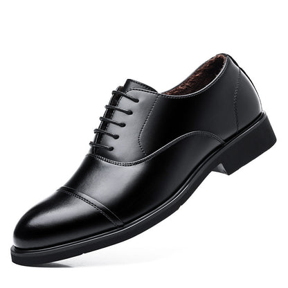 Leather Shoes Men's Height Increasing Insole Pointed Toe Wedding Shoes - HJG