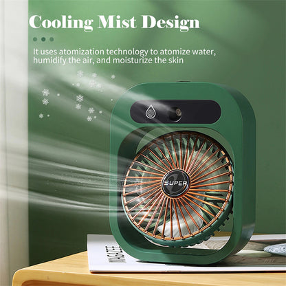 Air Conditioning Fan Desk Misting Fan Air Cooler Cooling USB Rechargeable Humidifier Portable Spray Fan With 3 Wind Speeds For Home - HJG