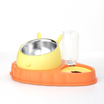 Double Bowl Stainless Steel Carrots Antiskid Pet Feeding Tool Tilt Design Carrot Appearance Dog Bowl For Indoor Pets Products - HJG