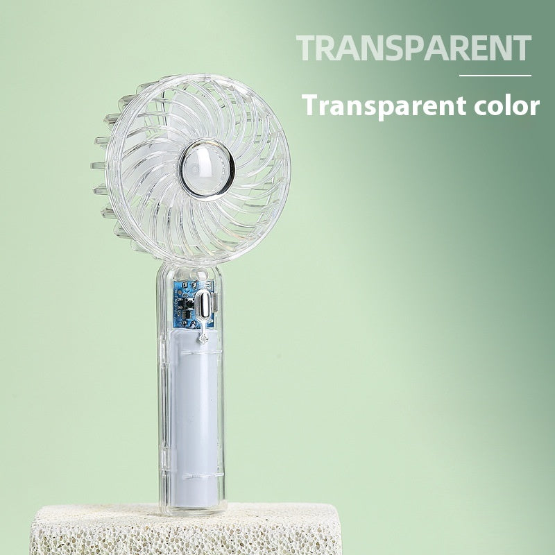Transparent Handheld Fan The Third Gear Mute With Base - HJG