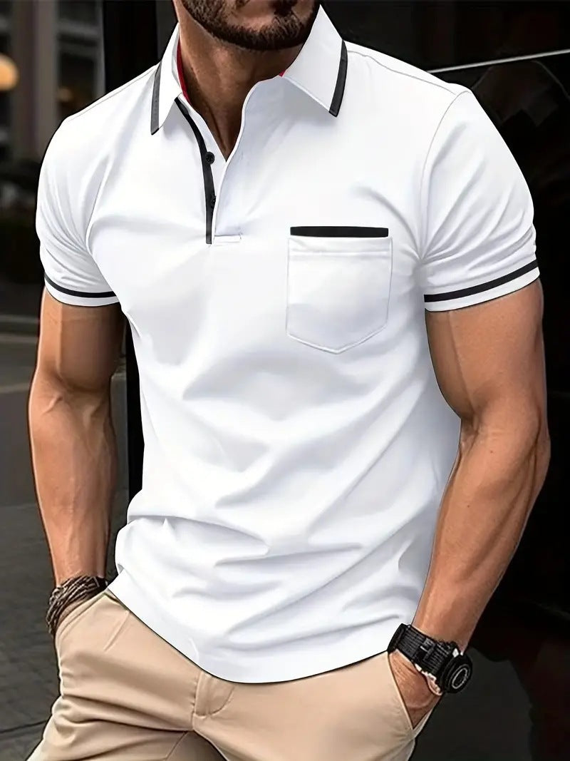 Summer Polo Shirt Button Pocket Men's Sports Polo Shirt