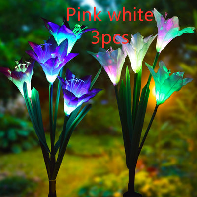 Outdoor Solar Garden Light Waterproof 7 LED Colorful Color Lawn Light Lily Fairy Lights Christmas Decoration Patio Lighting