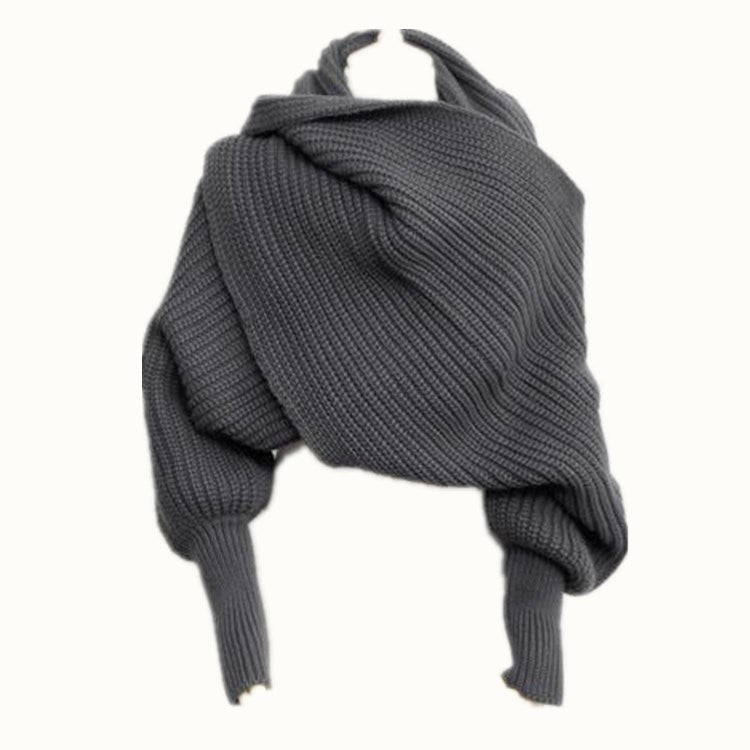 Autumn And Winter Women's Knitted Wool Scarf Shawl With Sleeves