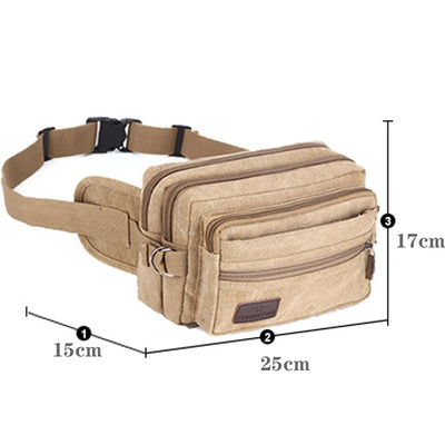 Men Fanny Pack Waist Bag Canvas Men Bum Bag Lightweight Hip Bag Zipper Pockets for Men Male Travel Waist Pouch Belt Wallet Purse