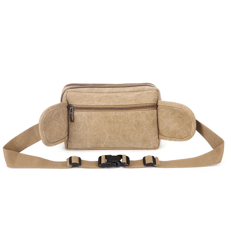 Men Fanny Pack Waist Bag Canvas Men Bum Bag Lightweight Hip Bag Zipper Pockets for Men Male Travel Waist Pouch Belt Wallet Purse