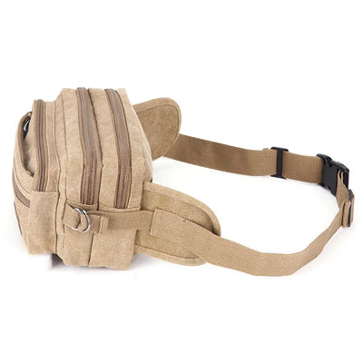 Men Fanny Pack Waist Bag Canvas Men Bum Bag Lightweight Hip Bag Zipper Pockets for Men Male Travel Waist Pouch Belt Wallet Purse