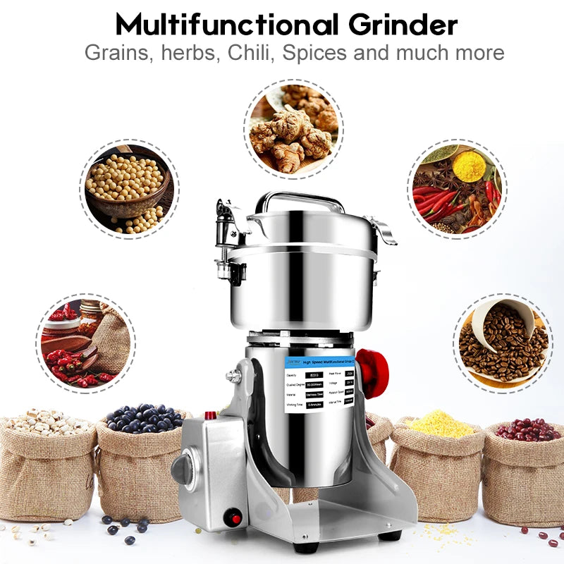 Parts Free Big Capacity 800G 3000W Herb Grinder Coffee Machine Grain Spices Mill Medicine Wheat Mixer Dry Food Grinder