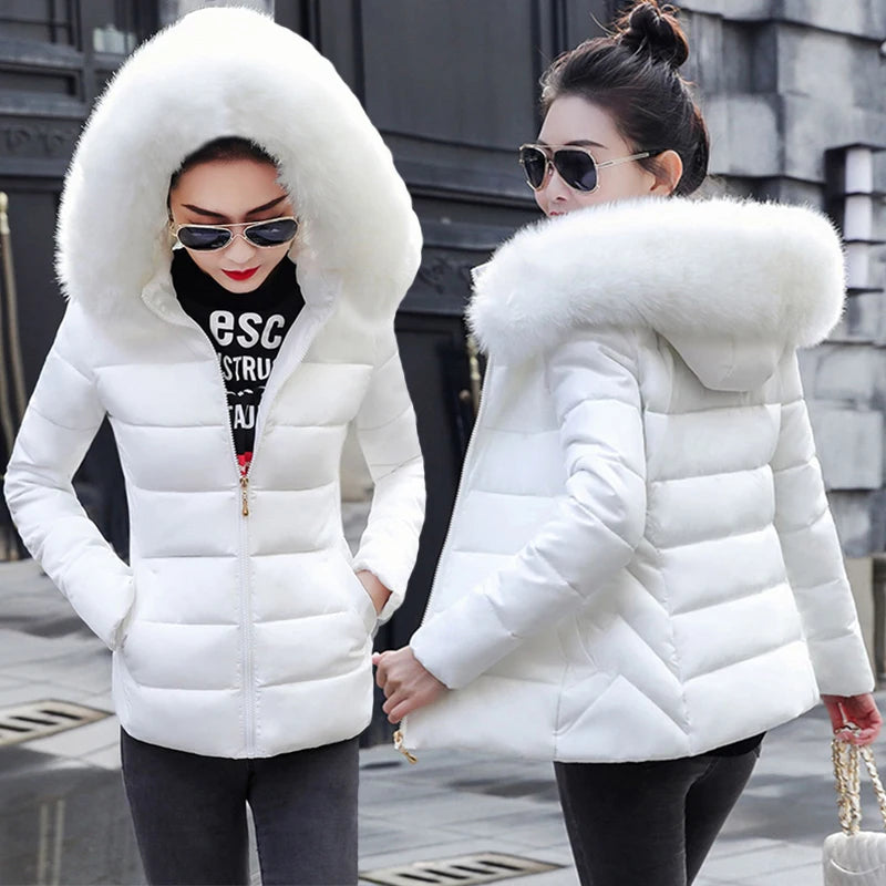 Autumn Coat Female Jacket New 2024 Hooded Parka Warm Big Fur Winter Jacket Women Wadded Ladies Plus size 5XL Women's down jacket