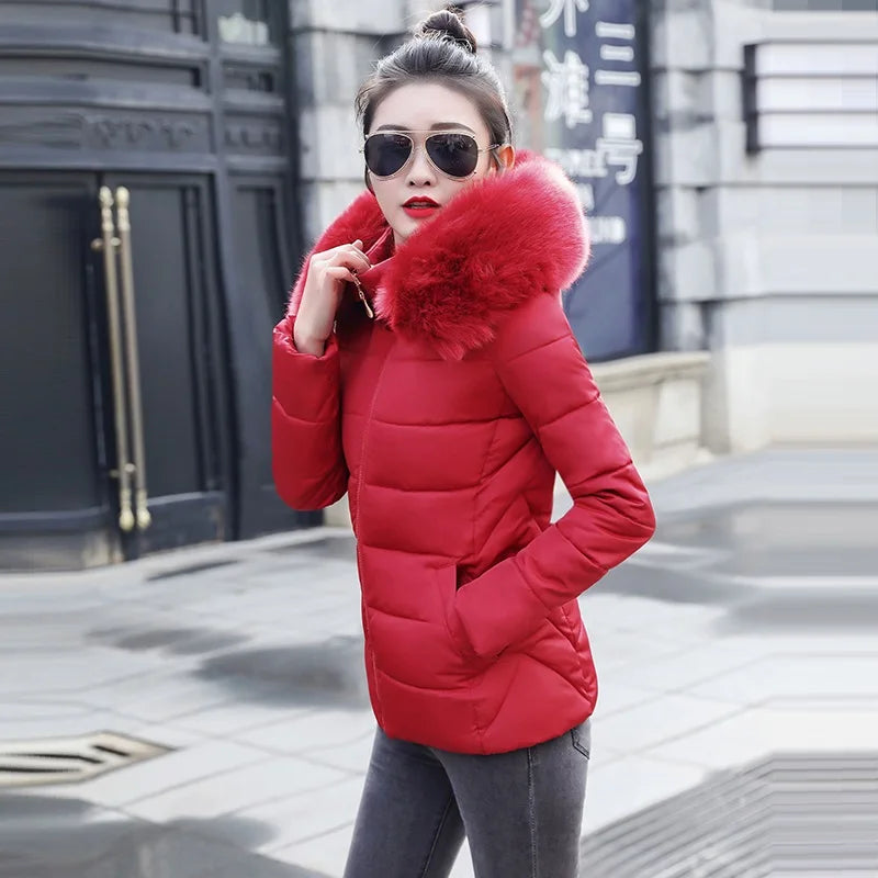 Autumn Coat Female Jacket New 2024 Hooded Parka Warm Big Fur Winter Jacket Women Wadded Ladies Plus size 5XL Women's down jacket