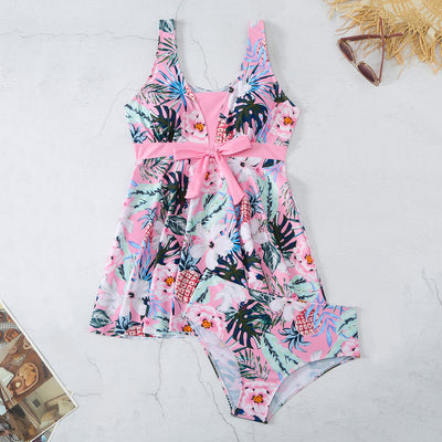 Women's V-neck Printed Split Bikini Swimsuit - HJG