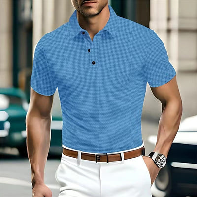 High-end Mesh Ice Silk Short Sleeve Collar Solid Color New Slip Polo Shirt