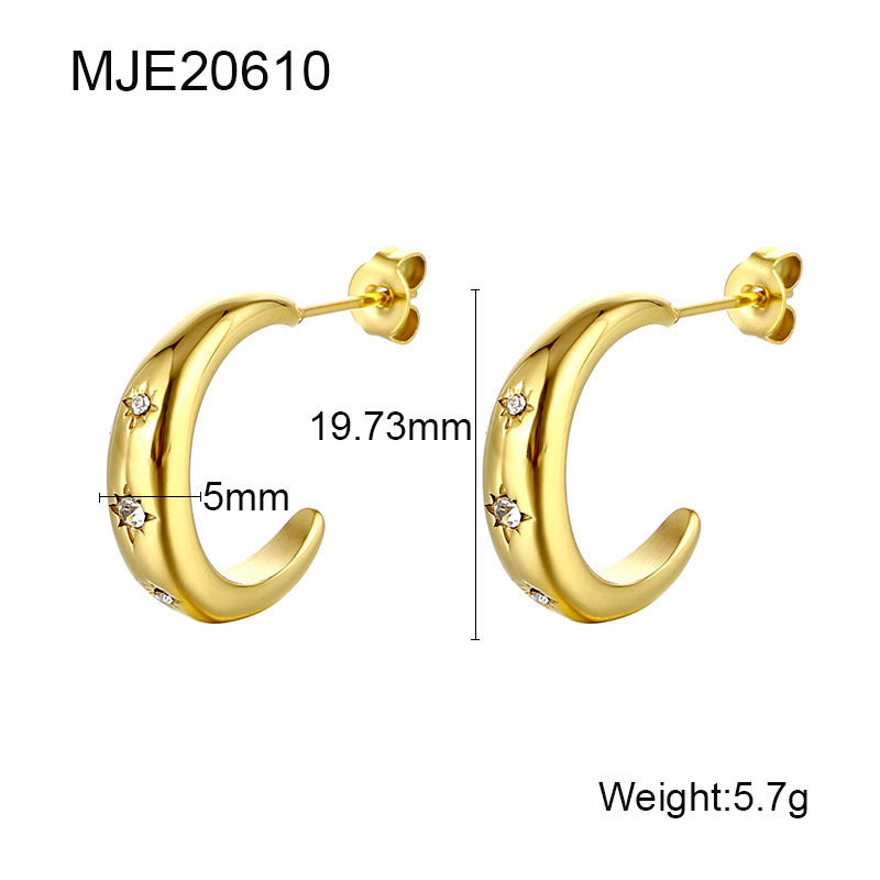 Light Luxury C- Shaped Stainless Steel Studs - HJG