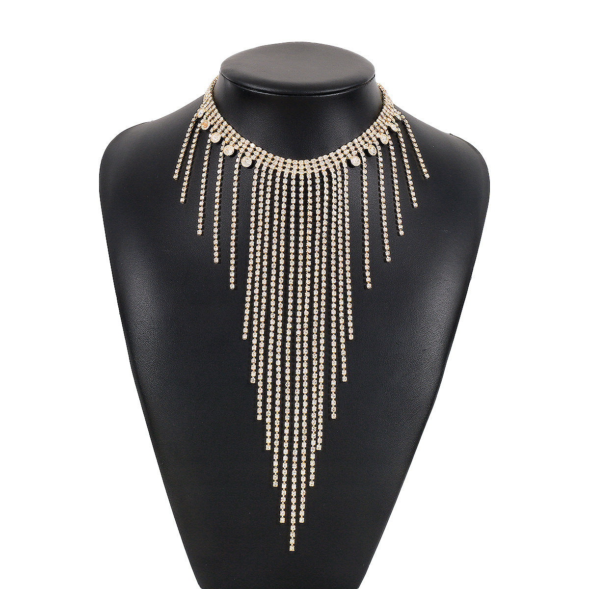 Women's Long Tassel Necklace Rhinestone Exaggerated