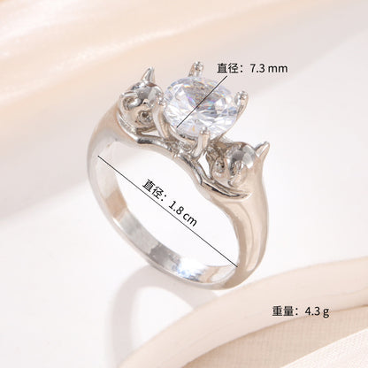 Kitten Ball Copper Diamond-studded Ring Environmental Protection