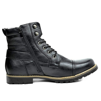 Men's Double Zipper Heavy Machine Leather Boots