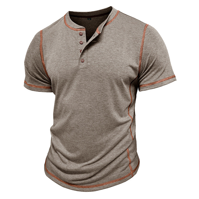 Short Sleeve Men's Round Neck T-shirt Color Matching Top