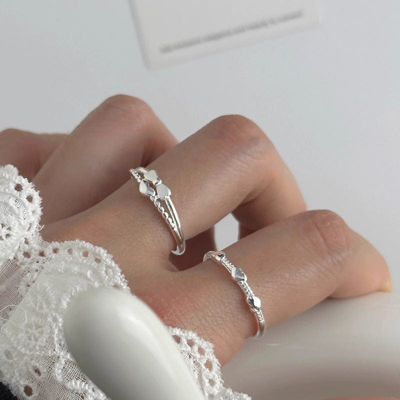 Sterling Silver Bow Love Heart-shaped Ring Women