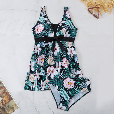 Women's V-neck Printed Split Bikini Swimsuit - HJG