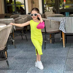 Simple Solid Color Girl's Knitted Camisole Skirt