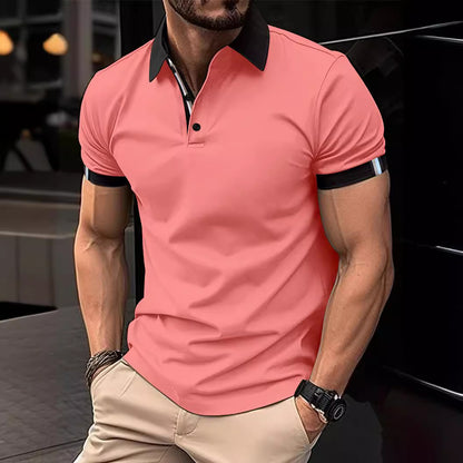 Men's Casual Button Solid Color Short Sleeves - HJG