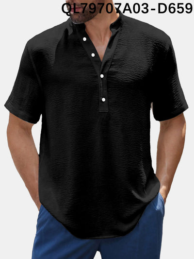 Men's Loose Trendy Short Sleeve Lapel Shirt