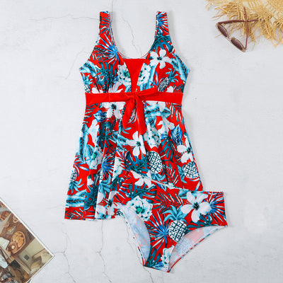 Women's V-neck Printed Split Bikini Swimsuit - HJG