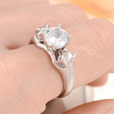 Kitten Ball Copper Diamond-studded Ring Environmental Protection