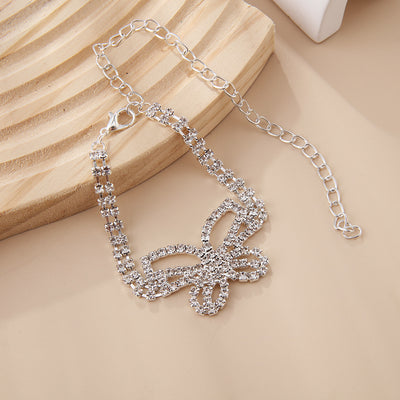 Full Diamond Butterfly Multilayer Fashion Full Diamond Rhinestone Anklet