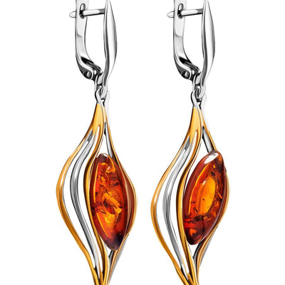 Retro Artistic Earrings Simple Amber Flowers