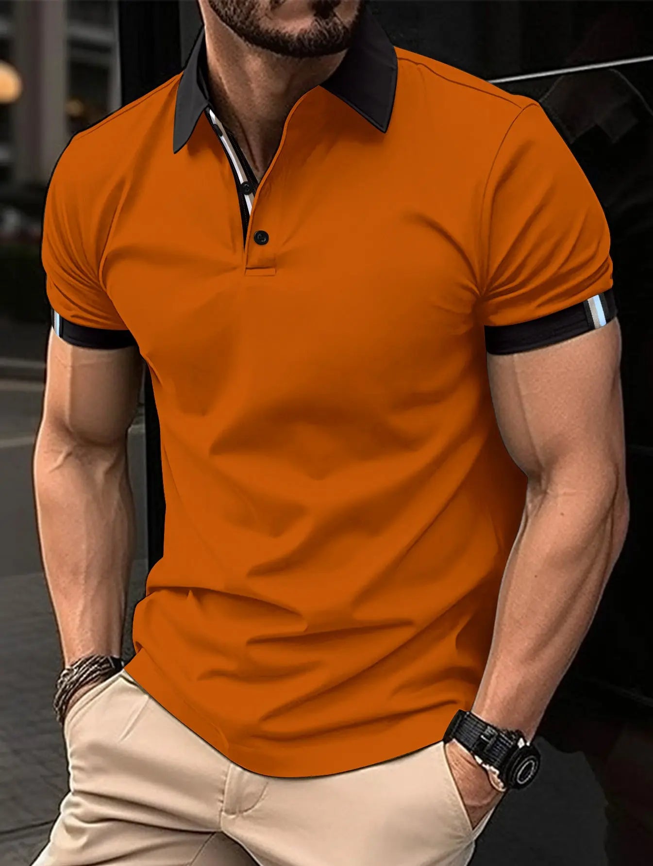 Men's Casual Button Solid Color Short Sleeves - HJG