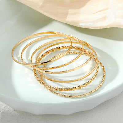 Bohemian Metal Chain Bracelet Set For Women Geometric Gold Color Thick Link Chain  Bangle Female Fashion Jewelry