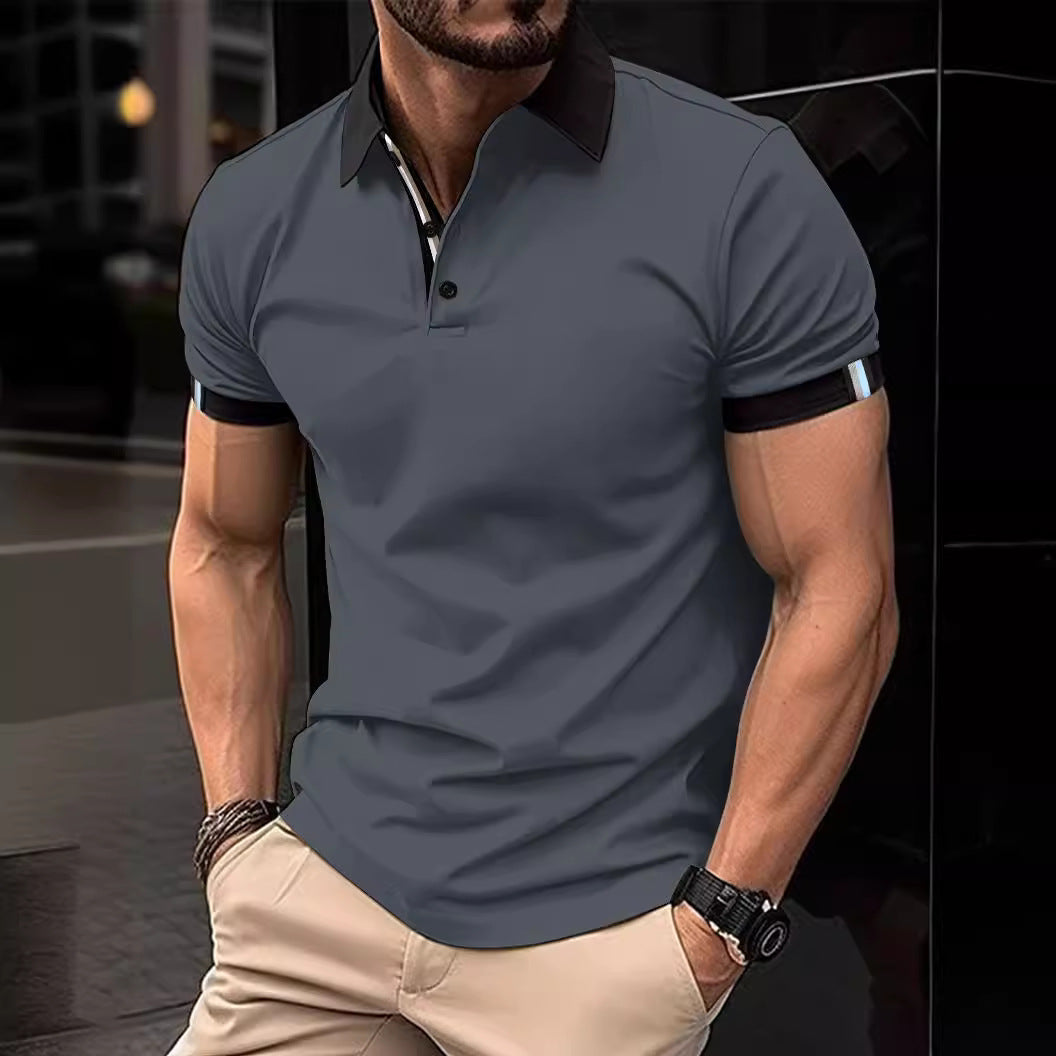 Men's Casual Button Solid Color Short Sleeves - HJG