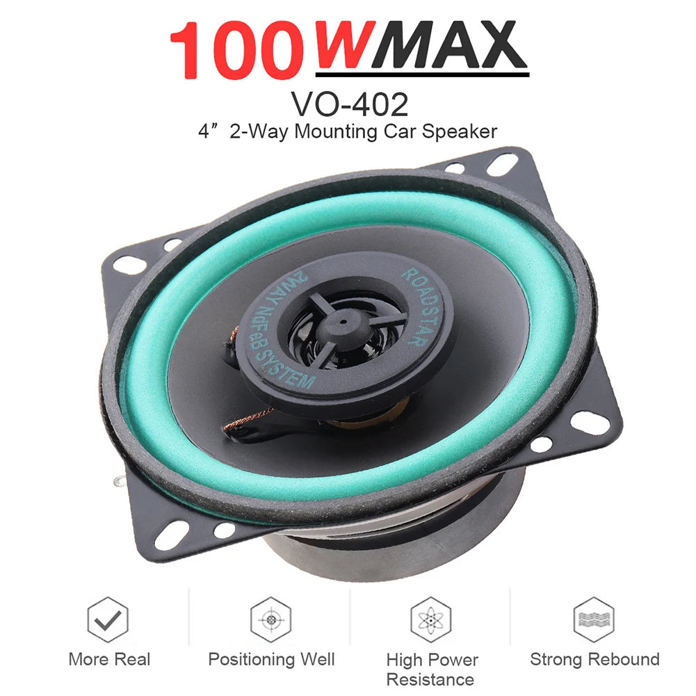 4/5/6.5-inch Car Speakers 100W/160W Max Universal HiFi Coaxial Subwoofer Car Audio Music Stereo Full Frequency Car Speakers