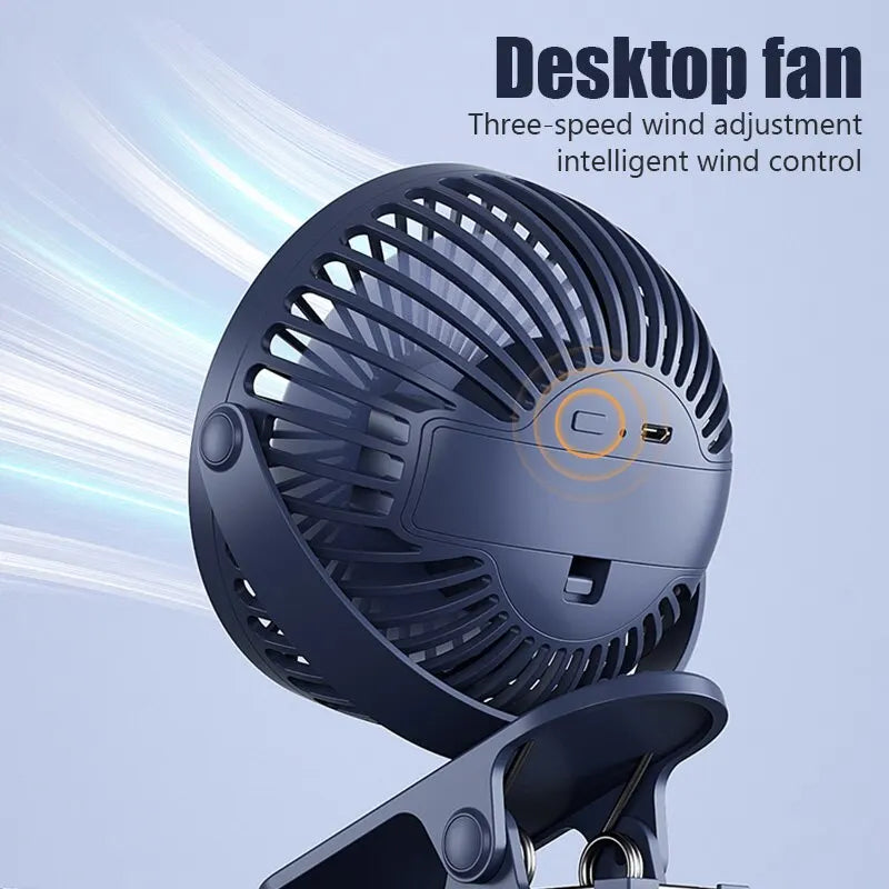 Usb Mini Fan Mini Student Class Dormitory Quiet Office Desktop Clip Charging Fan Ultra Long Range Silent Clip Fan Rechargeable