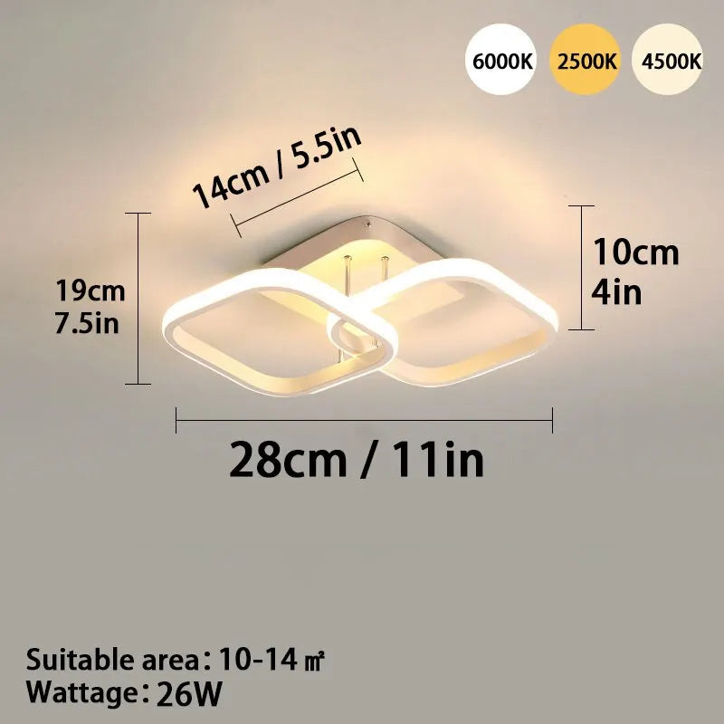 1 PC Modern LED Ceiling Light Tri-Color Dimming AC220V Surface Mount Suitable for Bedroom Hallway Living Room Pendant Light