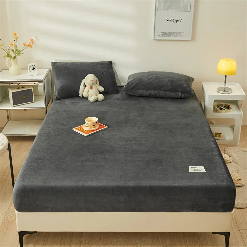 Yaapeet Winter Fitted Sheet Velvet Bedsheets fundas de colchón Skin-friendly Mattress Cover Warm Bed Linen (No Pillowcase)