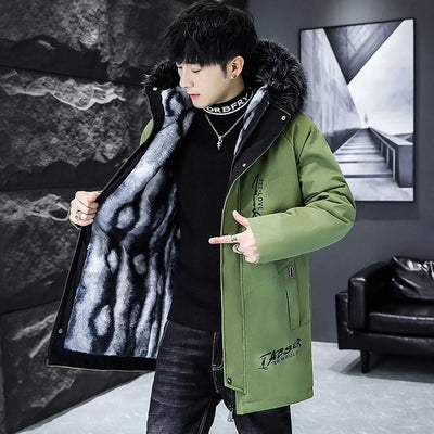 DIMUSI Winter Men's Long Jacket Fashion Male Thermal Parkas Coats Casual Men Classic Fur Collar Warm Padded Jackets Clothing