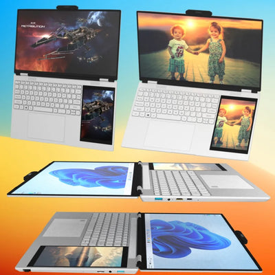 New Arrivals 12th Generation Intel N95 Dual Screen Laptop Gaming Laptop 15.6inch 2K LCD+7inch IPS Touch Screen PC Portable